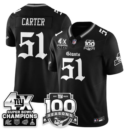 NYG 4-Time Champions Gothic Vapor Limited Jersey - 100th Seasons - Stitched