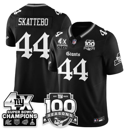 NYG 4-Time Champions Gothic Vapor Limited Jersey - 100th Seasons - Stitched