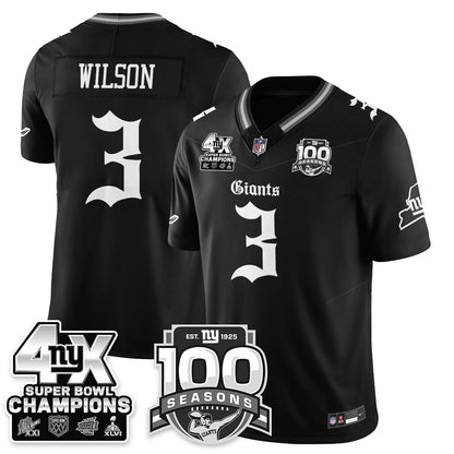 NYG 4-Time Champions Gothic Vapor Limited Jersey - 100th Seasons - Stitched
