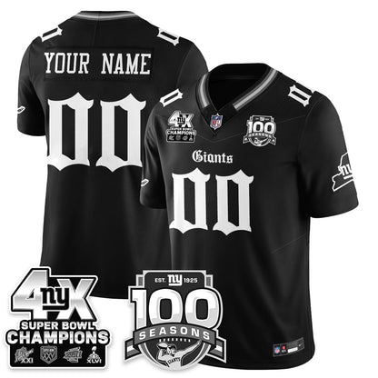 NYG 4-Time Champions Gothic Vapor Limited Jersey - 100th Seasons - Stitched
