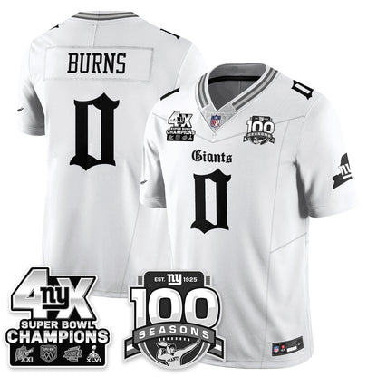 NYG 4-Time Champions Gothic Vapor Limited Jersey - 100th Seasons - Stitched