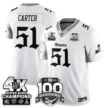 NYG 4-Time Champions Gothic Vapor Limited Jersey - 100th Seasons - Stitched