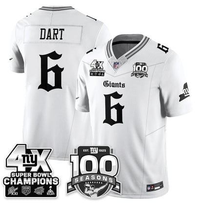 NYG 4-Time Champions Gothic Vapor Limited Jersey - 100th Seasons - Stitched