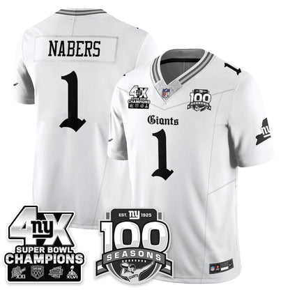 NYG 4-Time Champions Gothic Vapor Limited Jersey - 100th Seasons - Stitched
