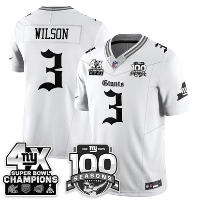 NYG 4-Time Champions Gothic Vapor Limited Jersey - 100th Seasons - Stitched