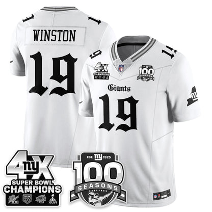 NYG 4-Time Champions Gothic Vapor Limited Jersey - 100th Seasons - Stitched