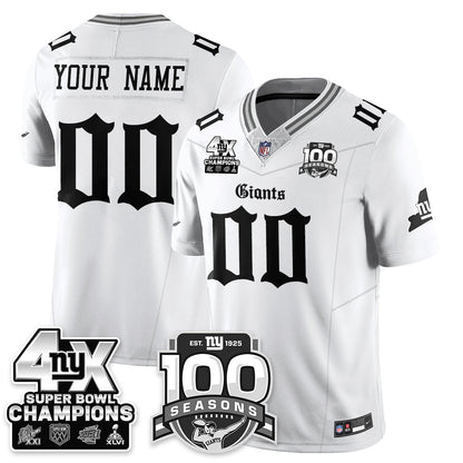 NYG 4-Time Champions Gothic Vapor Limited Jersey - 100th Seasons - Stitched