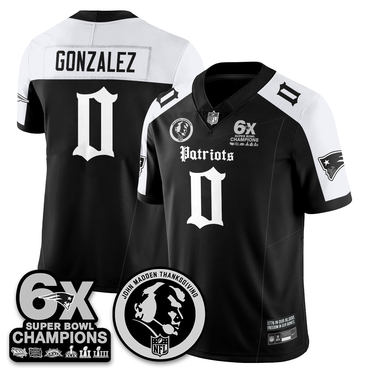 NE Gothic 6x Champions Patch Vapor Limited Jersey - John Madden Patch - Stitched