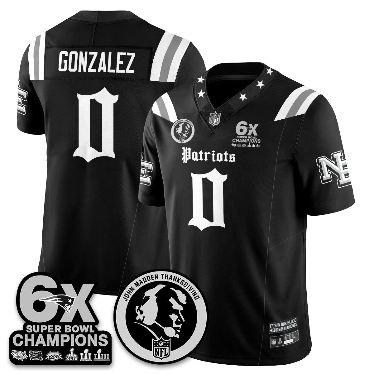 NE Gothic 6x Champions Patch Vapor Limited Jersey - John Madden Patch - Stitched