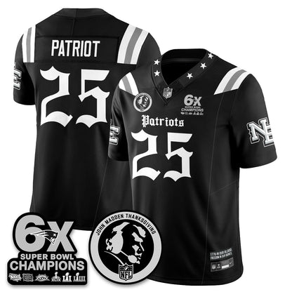 NE Gothic 6x Champions Patch Vapor Limited Jersey - John Madden Patch - Stitched