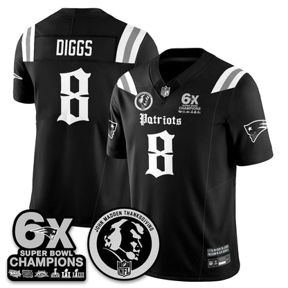 NE Gothic 6x Champions Patch Vapor Limited Jersey - John Madden Patch - Stitched