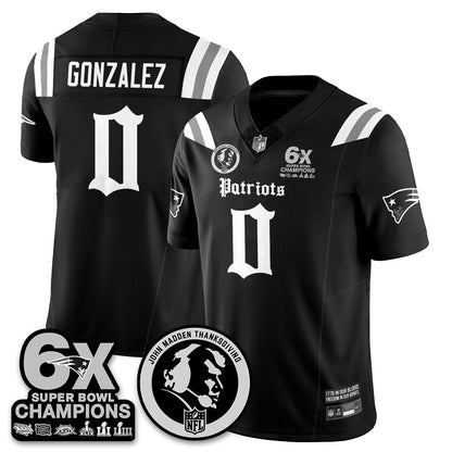 NE Gothic 6x Champions Patch Vapor Limited Jersey - John Madden Patch - Stitched