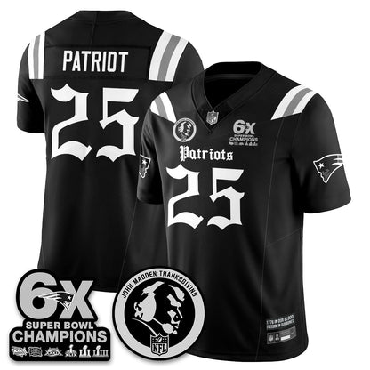 NE Gothic 6x Champions Patch Vapor Limited Jersey - John Madden Patch - Stitched