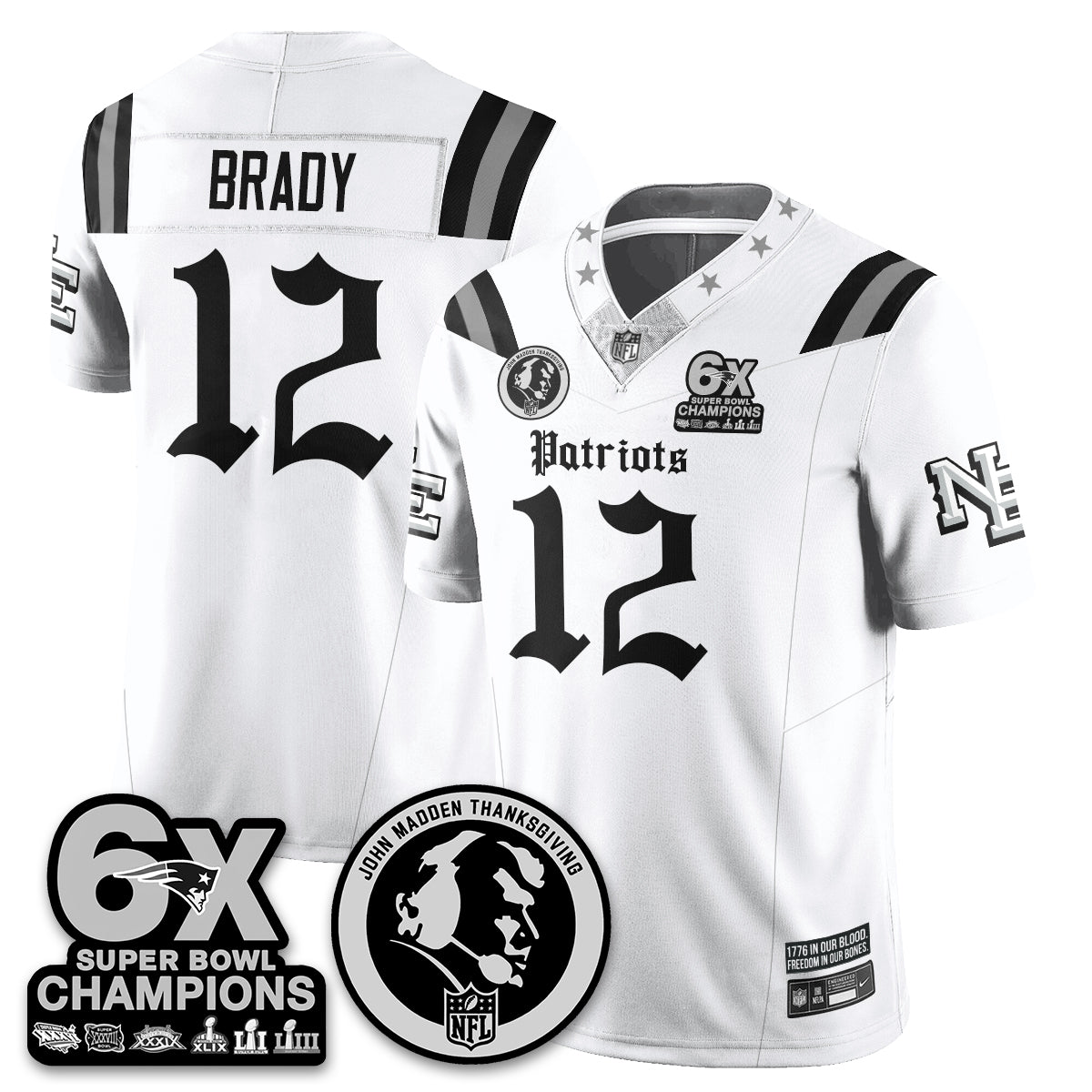 NE Gothic 6x Champions Patch Vapor Limited Jersey - John Madden Patch - Stitched