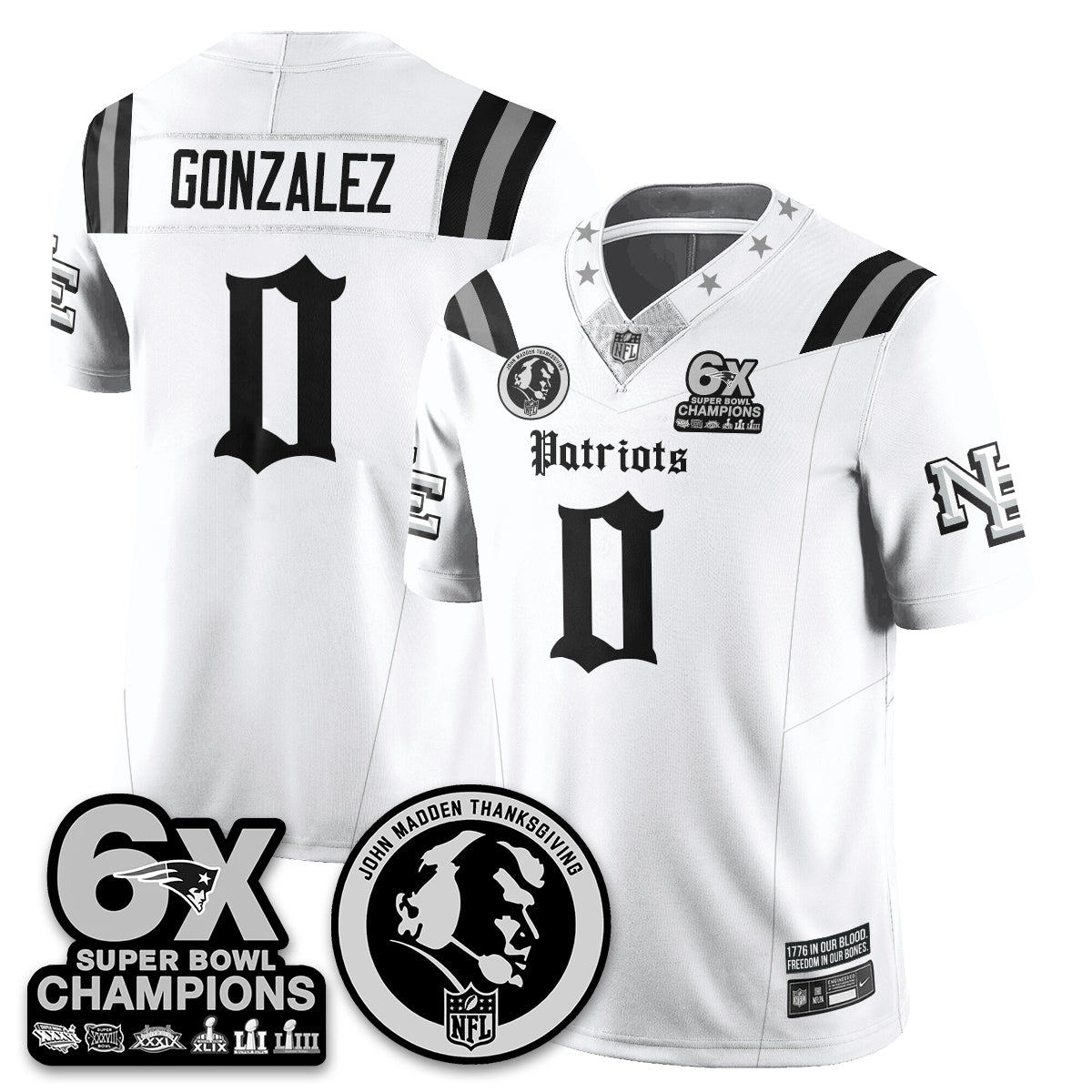 NE Gothic 6x Champions Patch Vapor Limited Jersey - John Madden Patch - Stitched