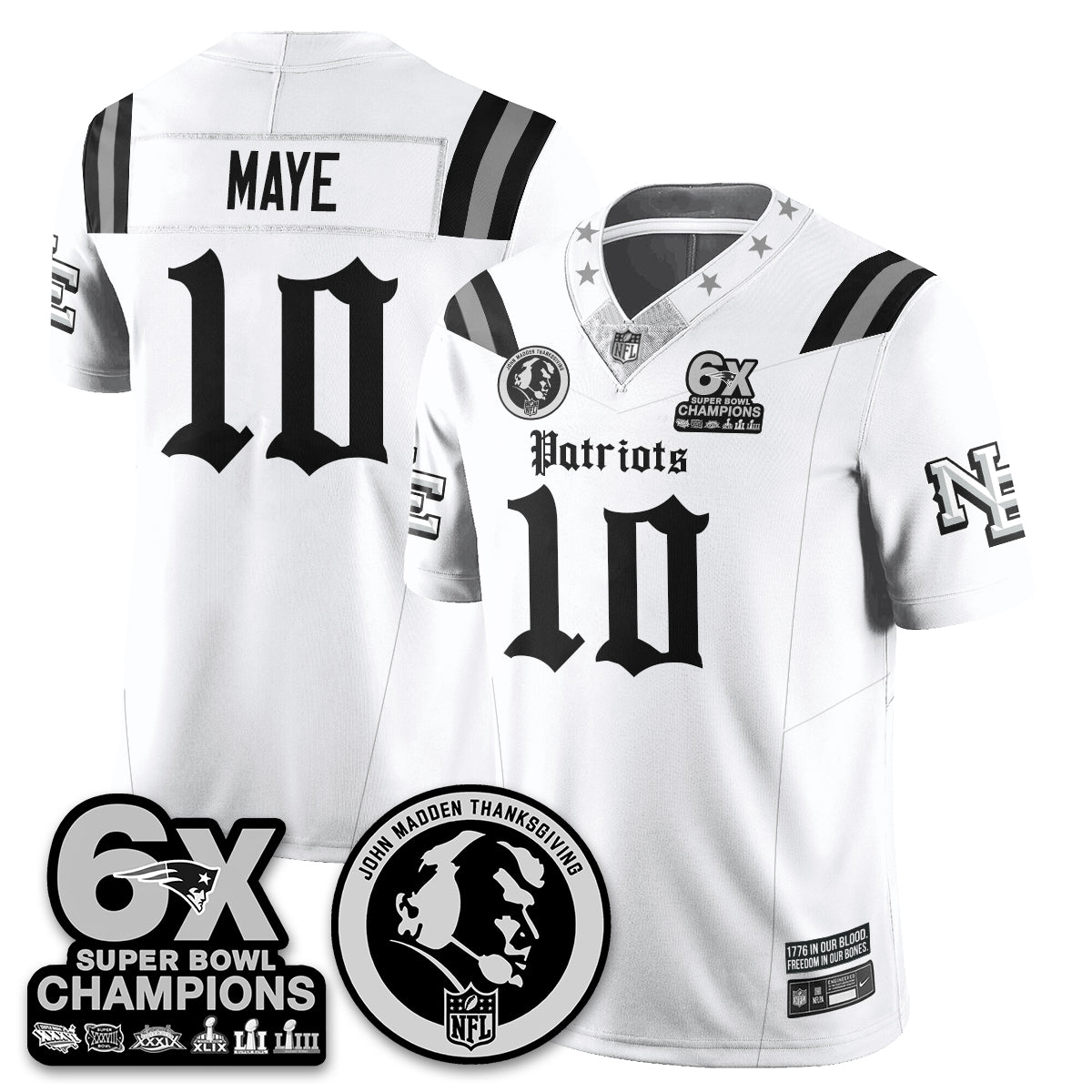 NE Gothic 6x Champions Patch Vapor Limited Jersey - John Madden Patch - Stitched