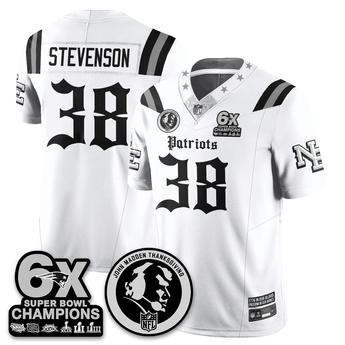 NE Gothic 6x Champions Patch Vapor Limited Jersey - John Madden Patch - Stitched