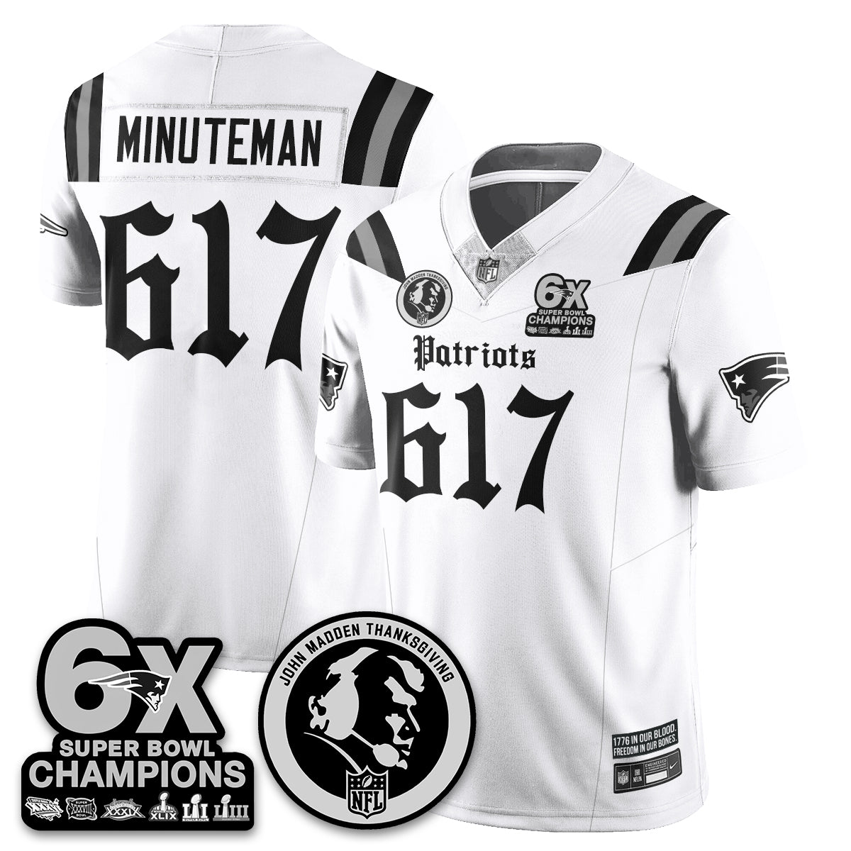 NE Gothic 6x Champions Patch Vapor Limited Jersey - John Madden Patch - Stitched