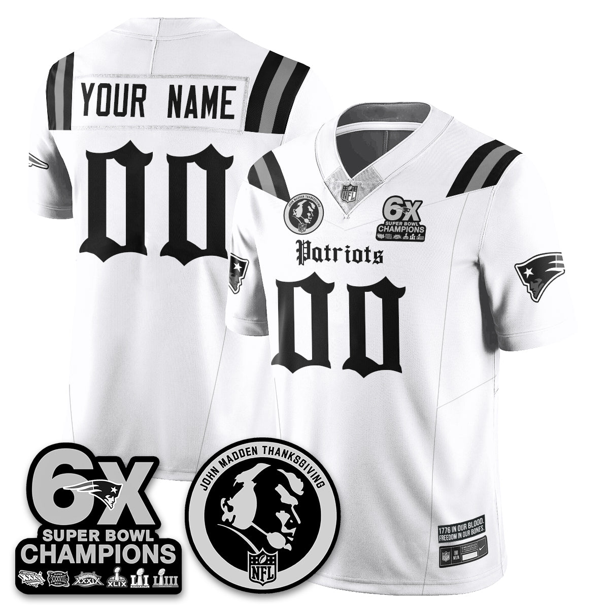 NE Gothic 6x Champions Patch Vapor Limited Jersey - John Madden Patch - All Stitched