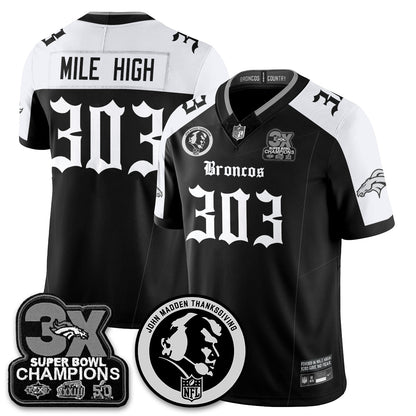 DEN Gothic 3x Champions Vapor Limited Jersey - John Madden Patch - Stitched
