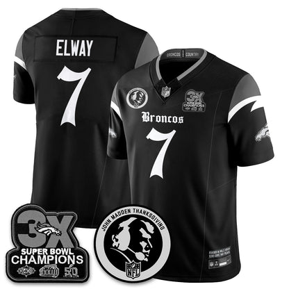 DEN Gothic 3x Champions Vapor Limited Jersey - John Madden Patch - Stitched
