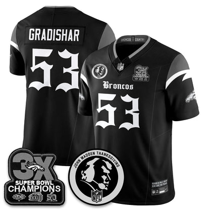 DEN Gothic 3x Champions Vapor Limited Jersey - John Madden Patch - All Stitched