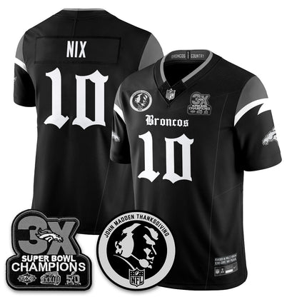 DEN Gothic 3x Champions Vapor Limited Jersey - John Madden Patch - Stitched