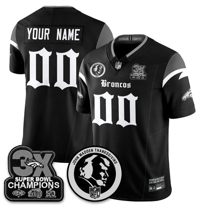 DEN Gothic 3x Champions Vapor Limited Jersey - John Madden Patch - Stitched