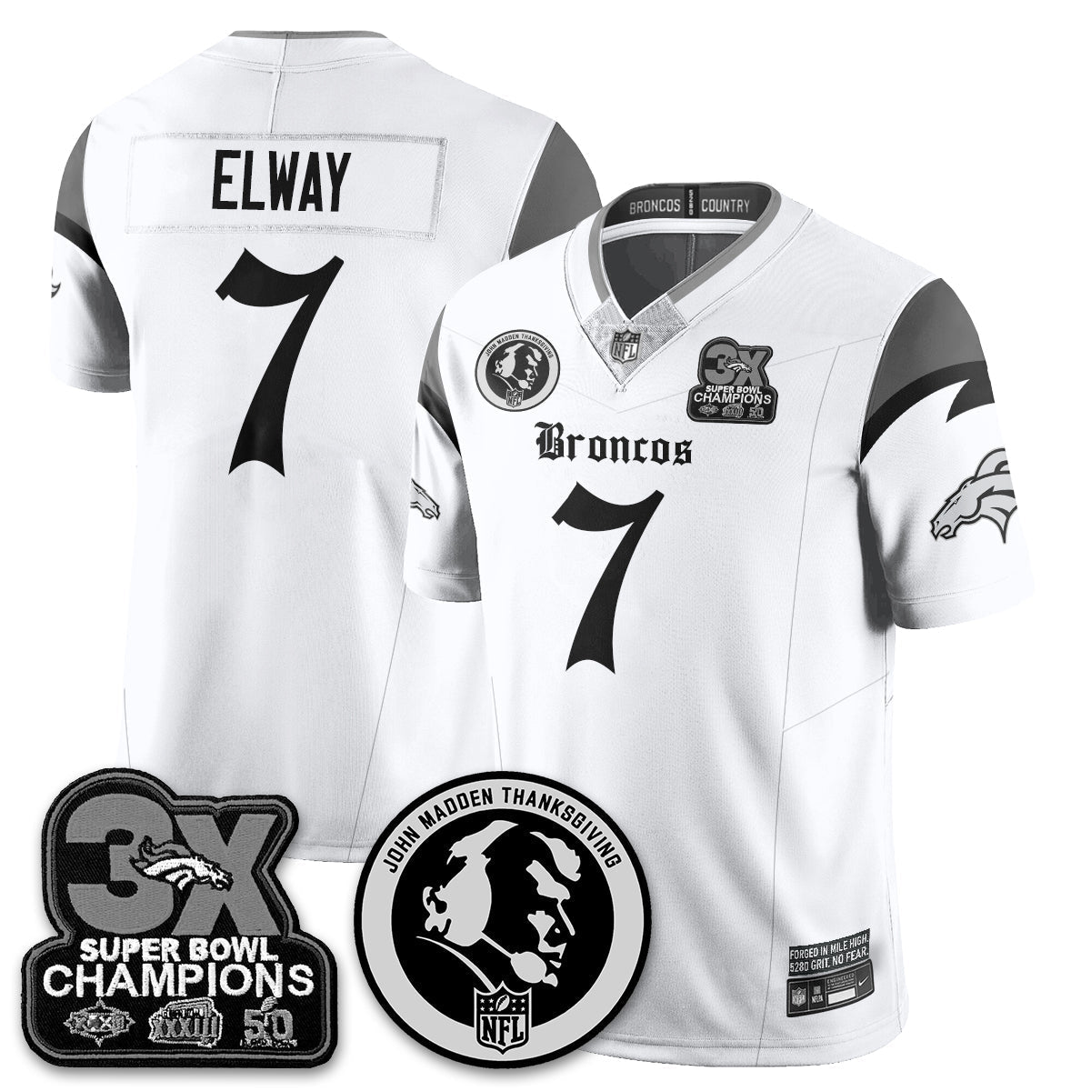 DEN Gothic 3x Champions Vapor Limited Jersey - John Madden Patch - Stitched