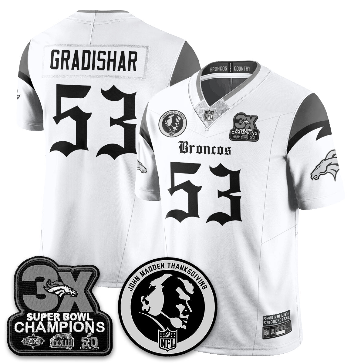 DEN Gothic 3x Champions Vapor Limited Jersey - John Madden Patch - Stitched