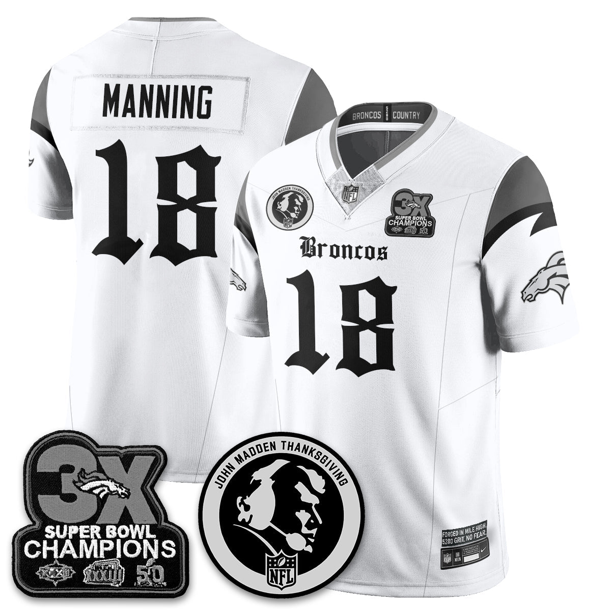 DEN Gothic 3x Champions Vapor Limited Jersey - John Madden Patch - Stitched