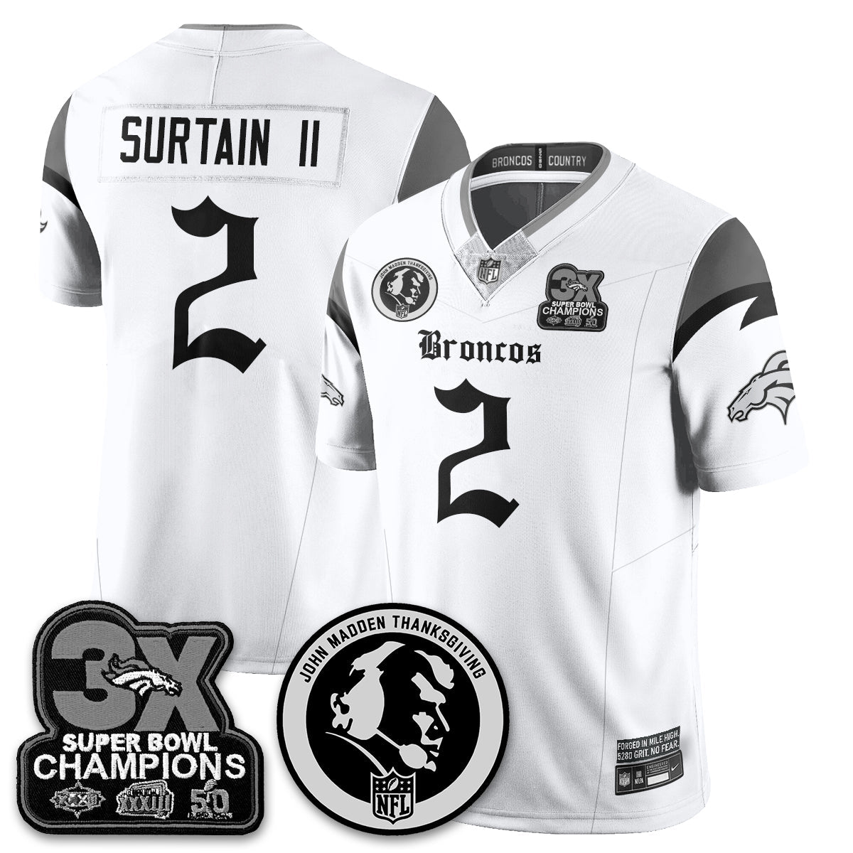 DEN Gothic 3x Champions Vapor Limited Jersey - John Madden Patch - Stitched