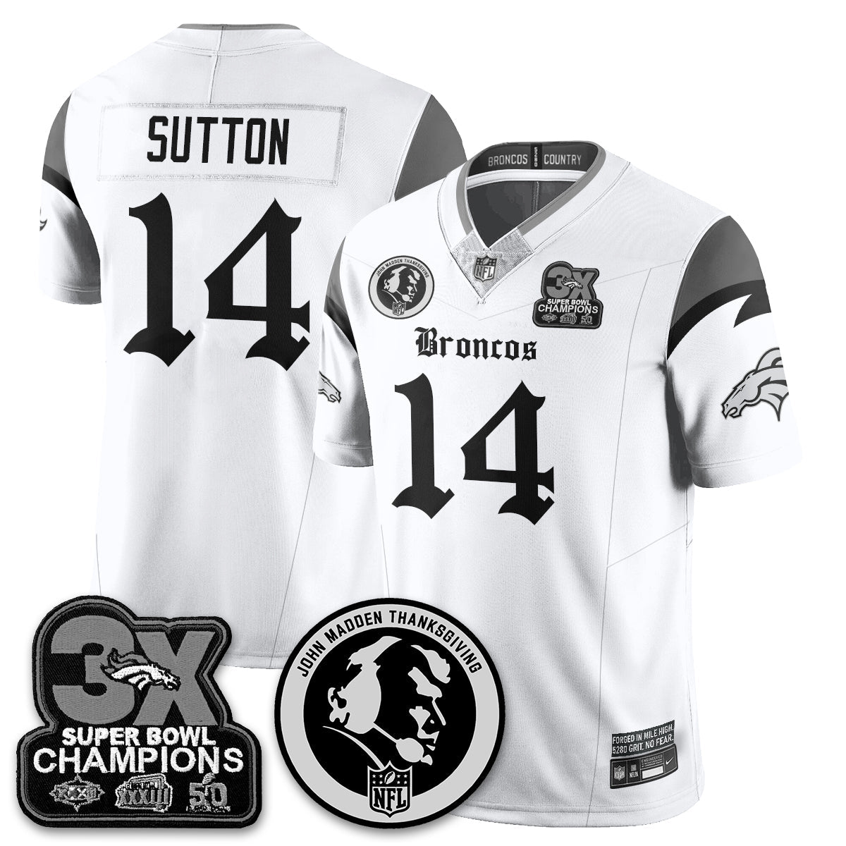 DEN Gothic 3x Champions Vapor Limited Jersey - John Madden Patch - Stitched