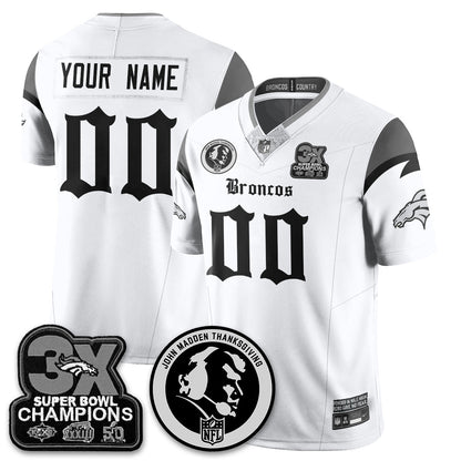 DEN Gothic 3x Champions Vapor Limited Custom Jersey - John Madden Patch - Stitched