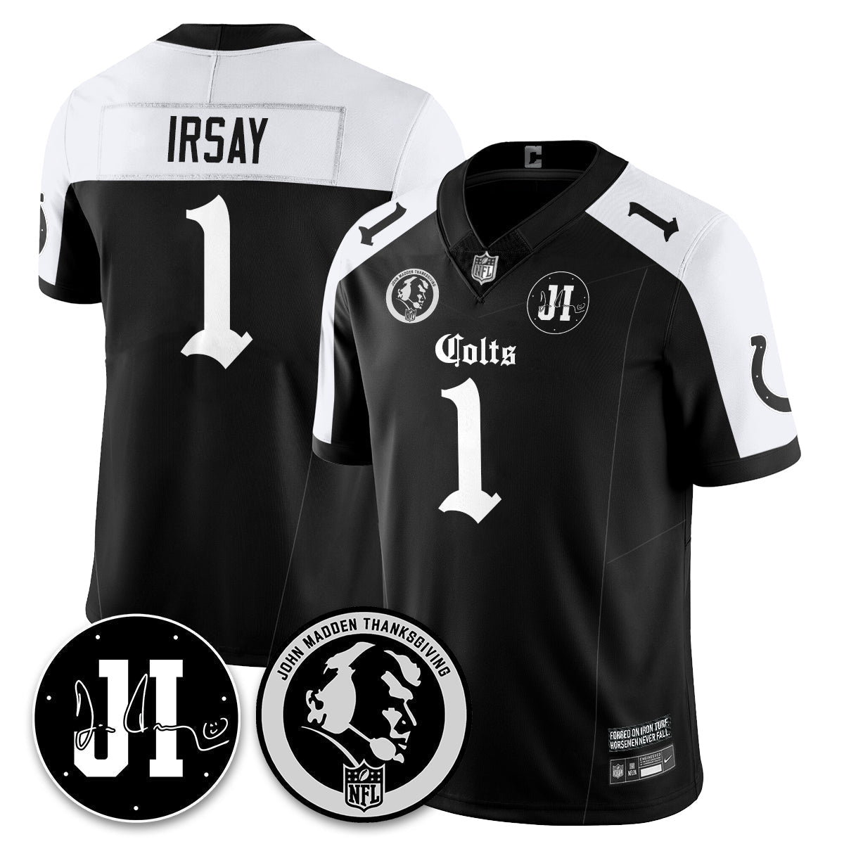 IND Gothic Vapor Limited Jersey - John Madden, Jim Irsay Patch - Stitched