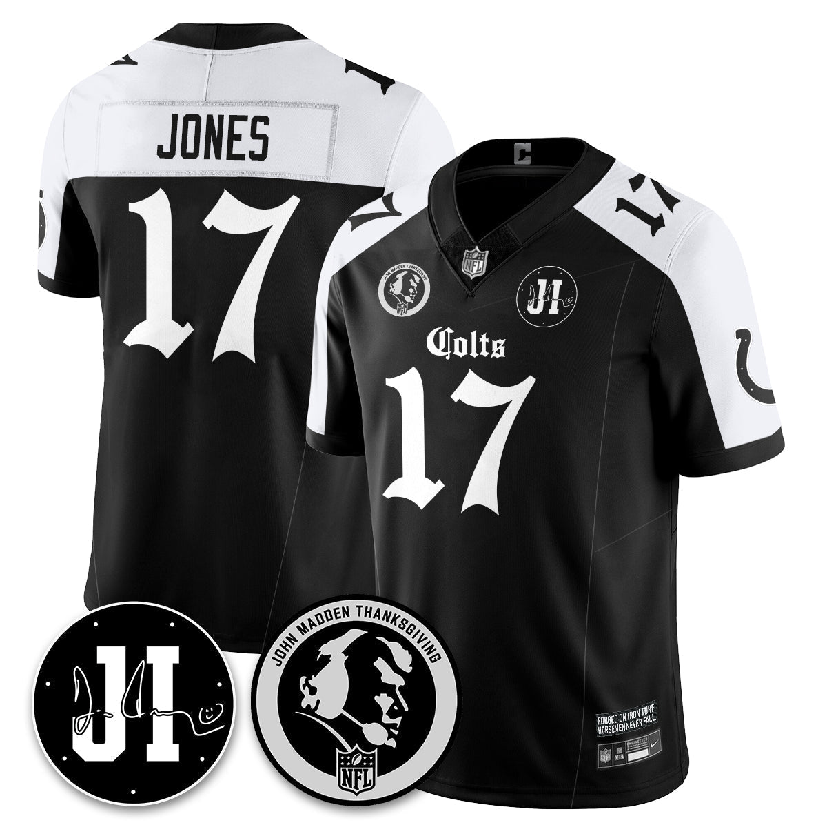 IND Gothic Vapor Limited Jersey - John Madden, Jim Irsay Patch - Stitched