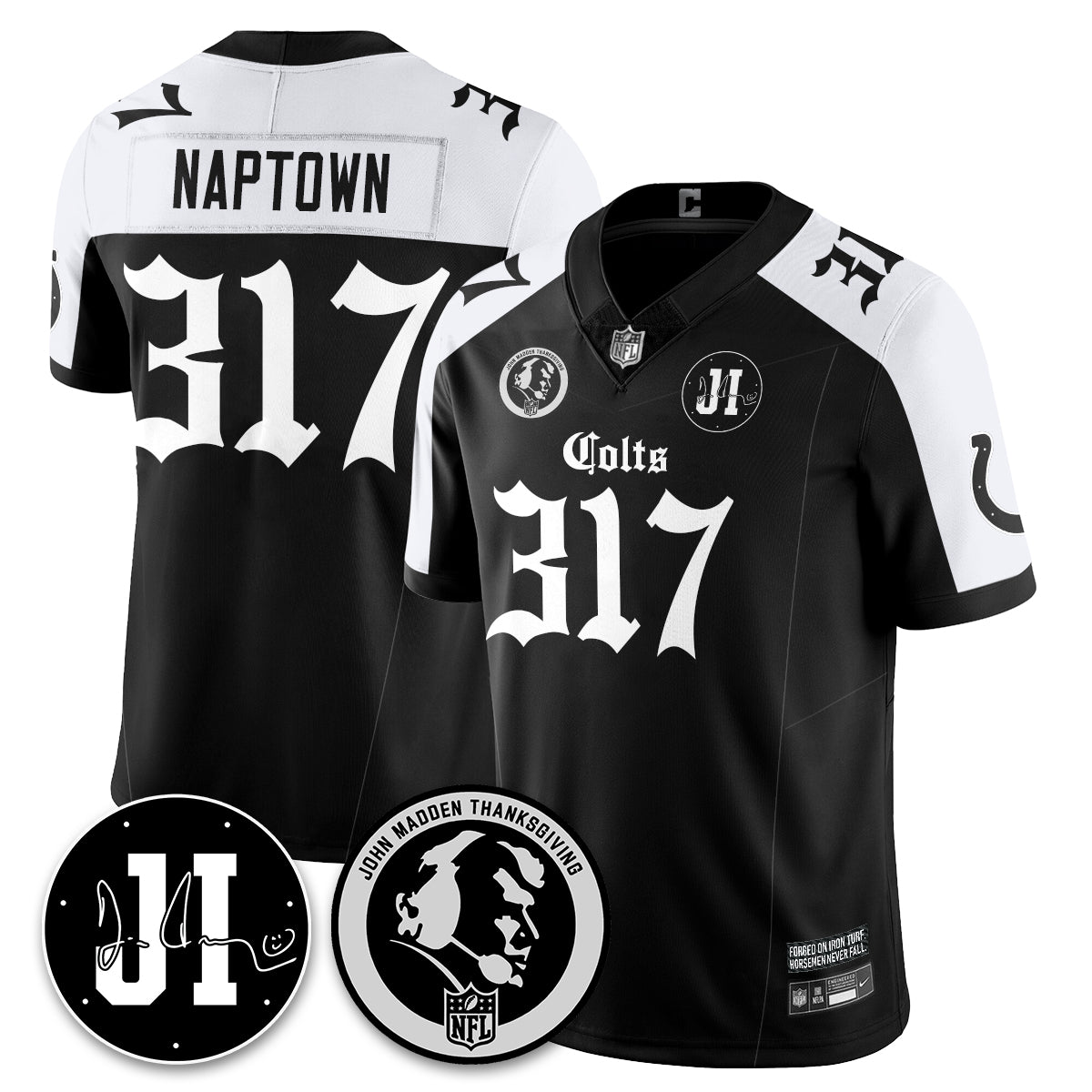 IND Gothic Vapor Limited Jersey - John Madden, Jim Irsay Patch - Stitched