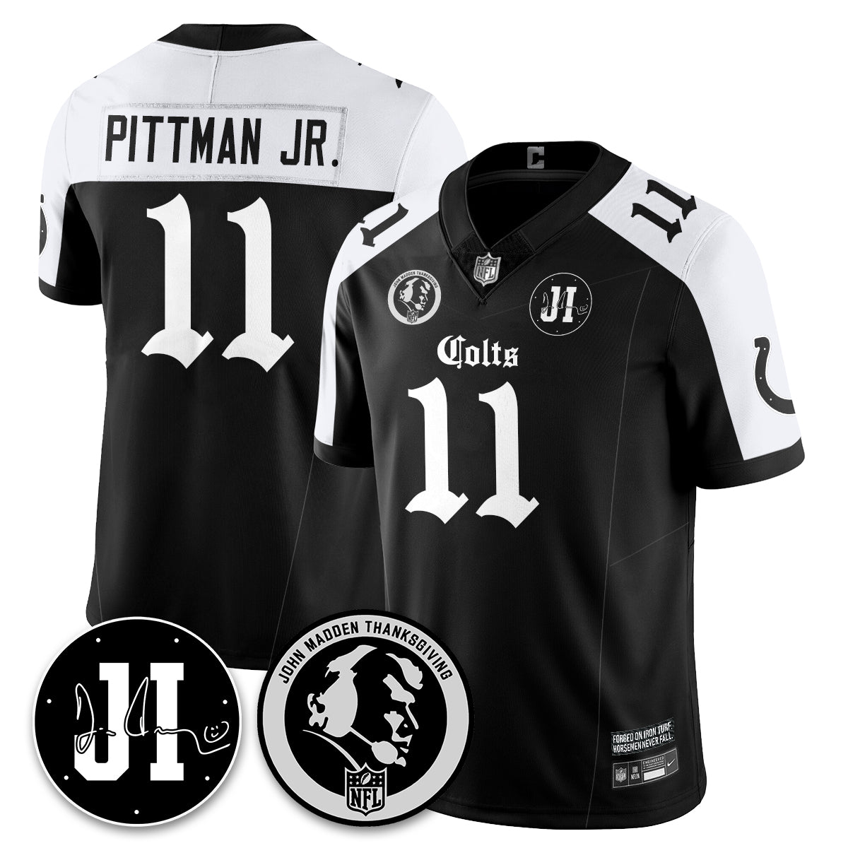 IND Gothic Vapor Limited Jersey - John Madden, Jim Irsay Patch - Stitched