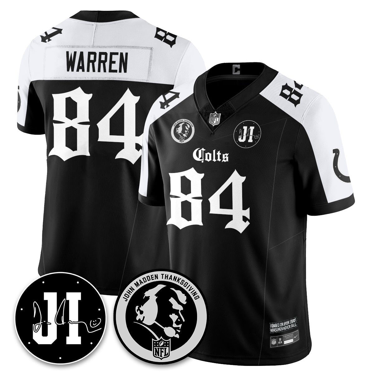 IND Gothic Vapor Limited Jersey - John Madden, Jim Irsay Patch - Stitched