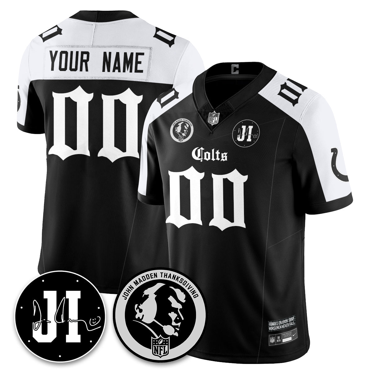 IND Gothic Vapor Limited Jersey - John Madden, Jim Irsay Patch - Stitched