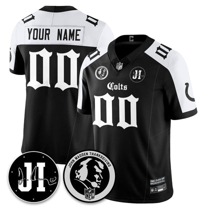 IND Gothic Vapor Limited Jersey - John Madden, Jim Irsay Patch - Stitched