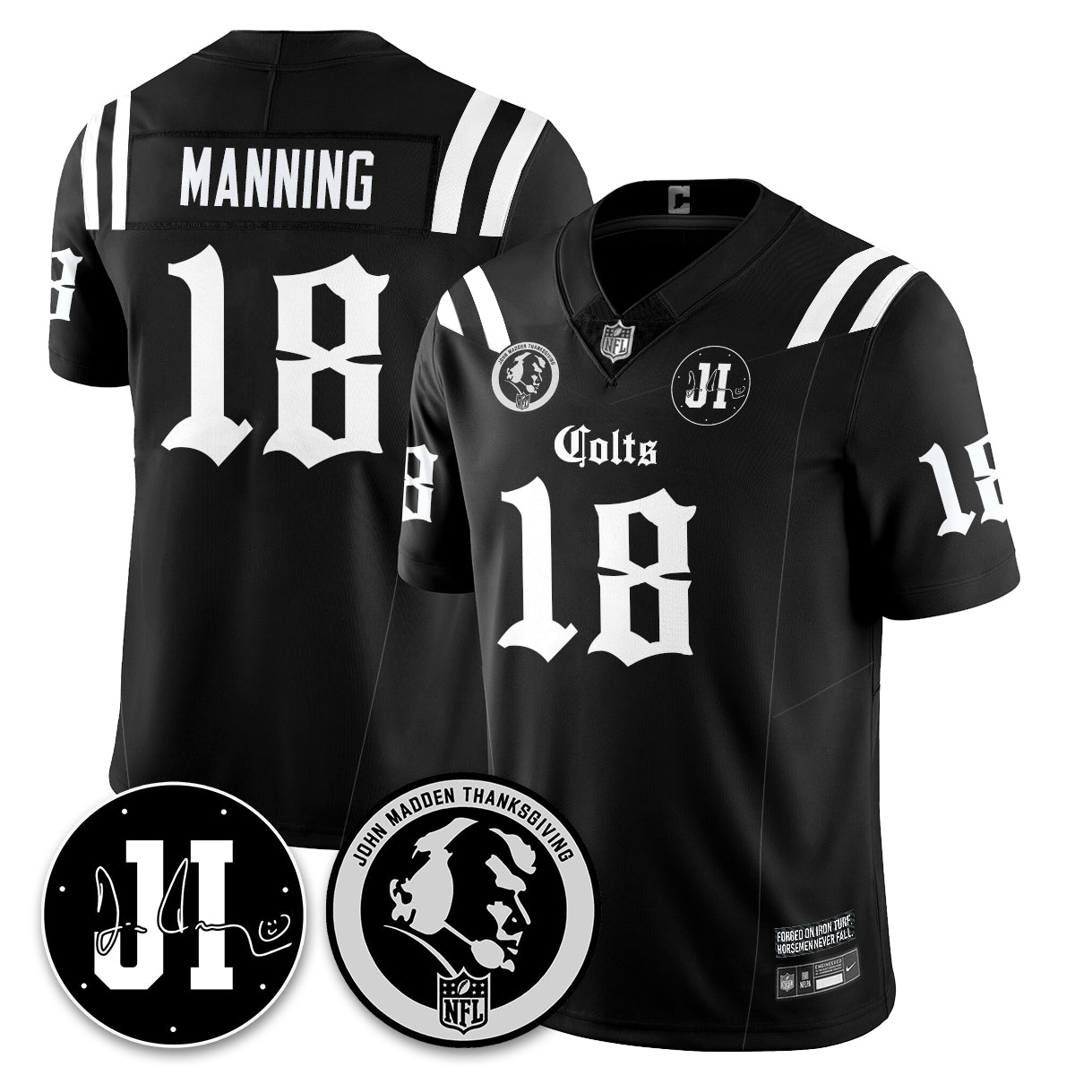 IND Gothic Vapor Limited Jersey - John Madden, Jim Irsay Patch - Stitched