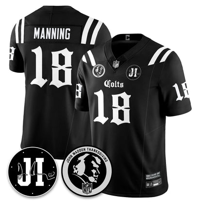 IND Gothic Vapor Limited Jersey - John Madden, Jim Irsay Patch - Stitched