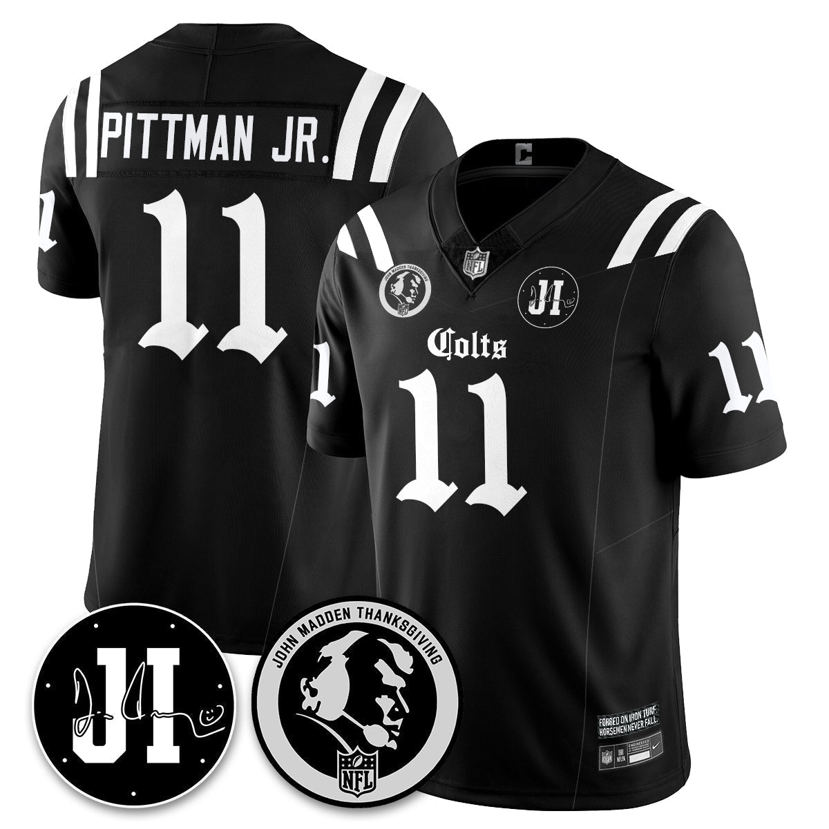 IND Gothic Vapor Limited Jersey - John Madden, Jim Irsay Patch - Stitched