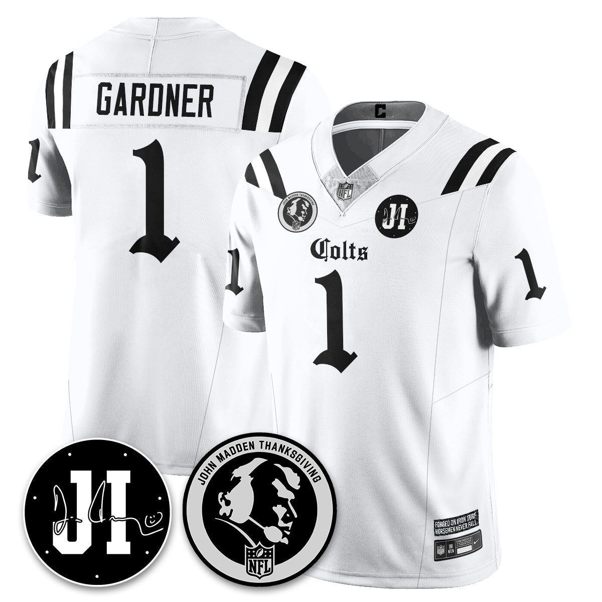 IND Gothic Vapor Limited Jersey - John Madden, Jim Irsay Patch - Stitched
