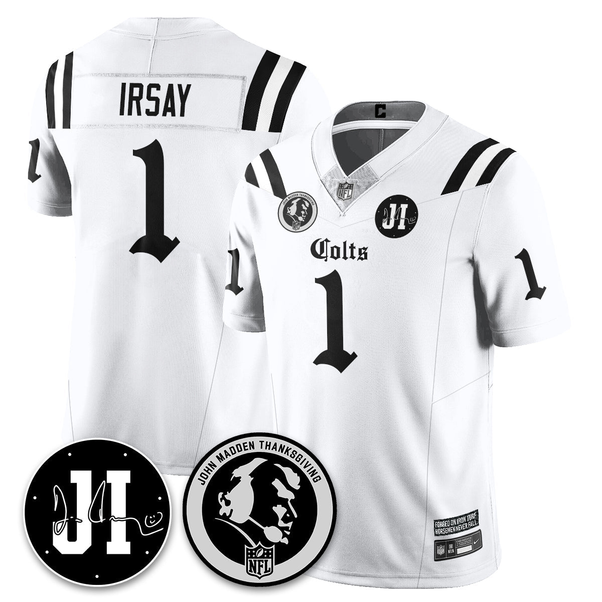 IND Gothic Vapor Limited Jersey - John Madden, Jim Irsay Patch - Stitched