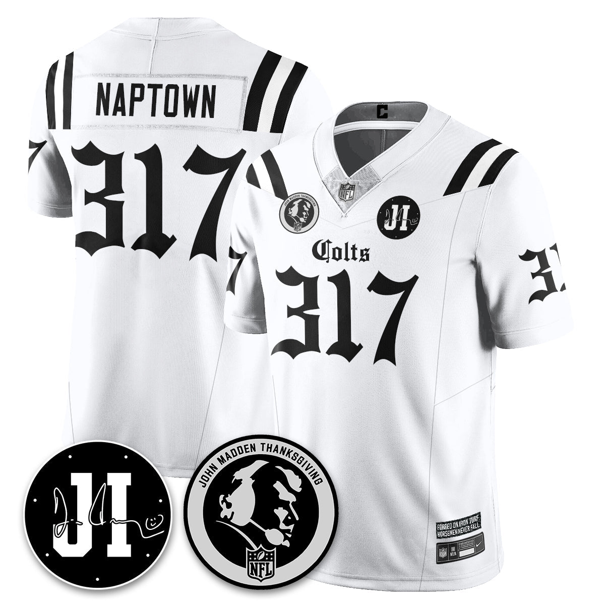 IND Gothic Vapor Limited Jersey - John Madden, Jim Irsay Patch - Stitched