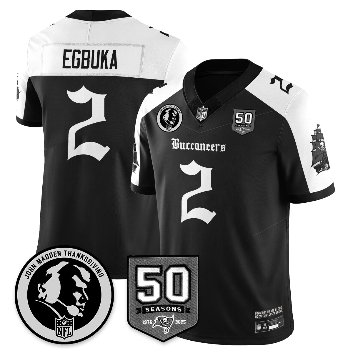 TB Gothic Vapor Limited Jersey - John Madden Patch - Stitched