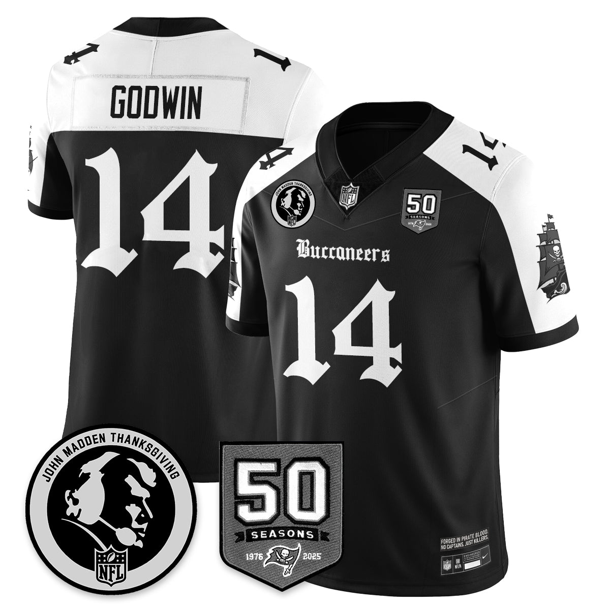 TB Gothic Vapor Limited Jersey - John Madden Patch - Stitched