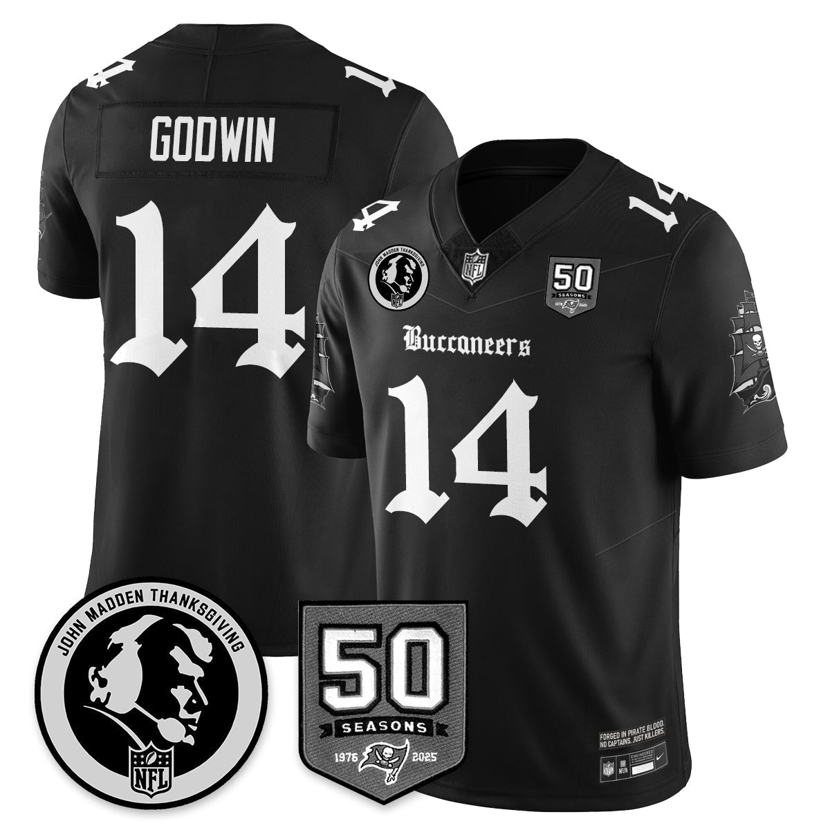 TB Gothic Vapor Limited Jersey - John Madden Patch - Stitched